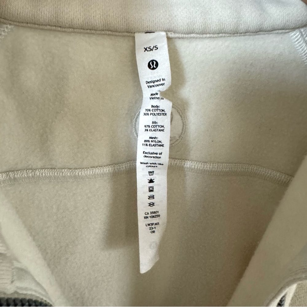 Lululemon Scuba Oversized Half Zip Funnel Neck Bone Neutral Sweatshirt XS S 1/2 - Picture 7 of 8